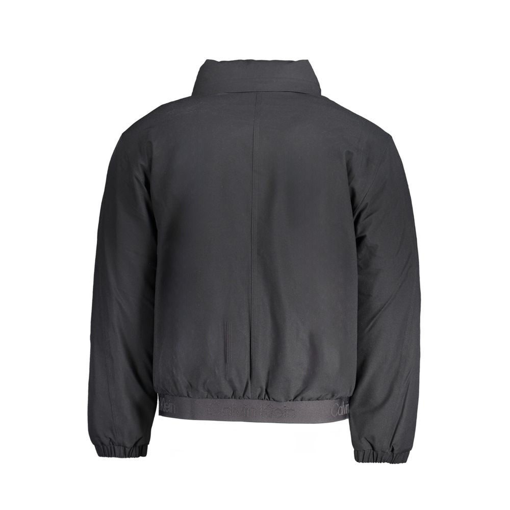 Black Polyester Jacket - GlamHub Luxury and Icon Brand Clothing