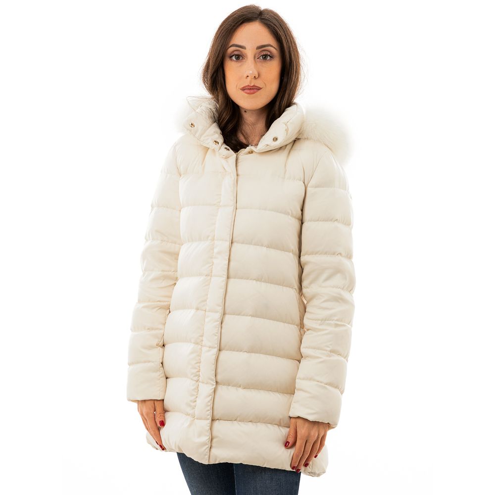 White Polyester Jackets & Coat - GlamHub Luxury and Icon Brand Clothing