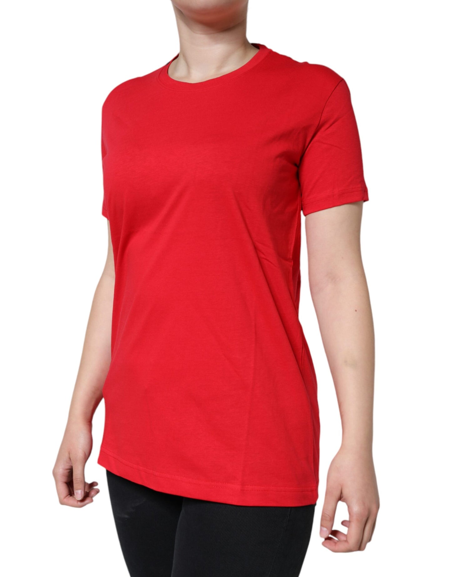 Dolce & Gabbana Red Cotton Crew Neck Short Sleeve Tee T-shirt