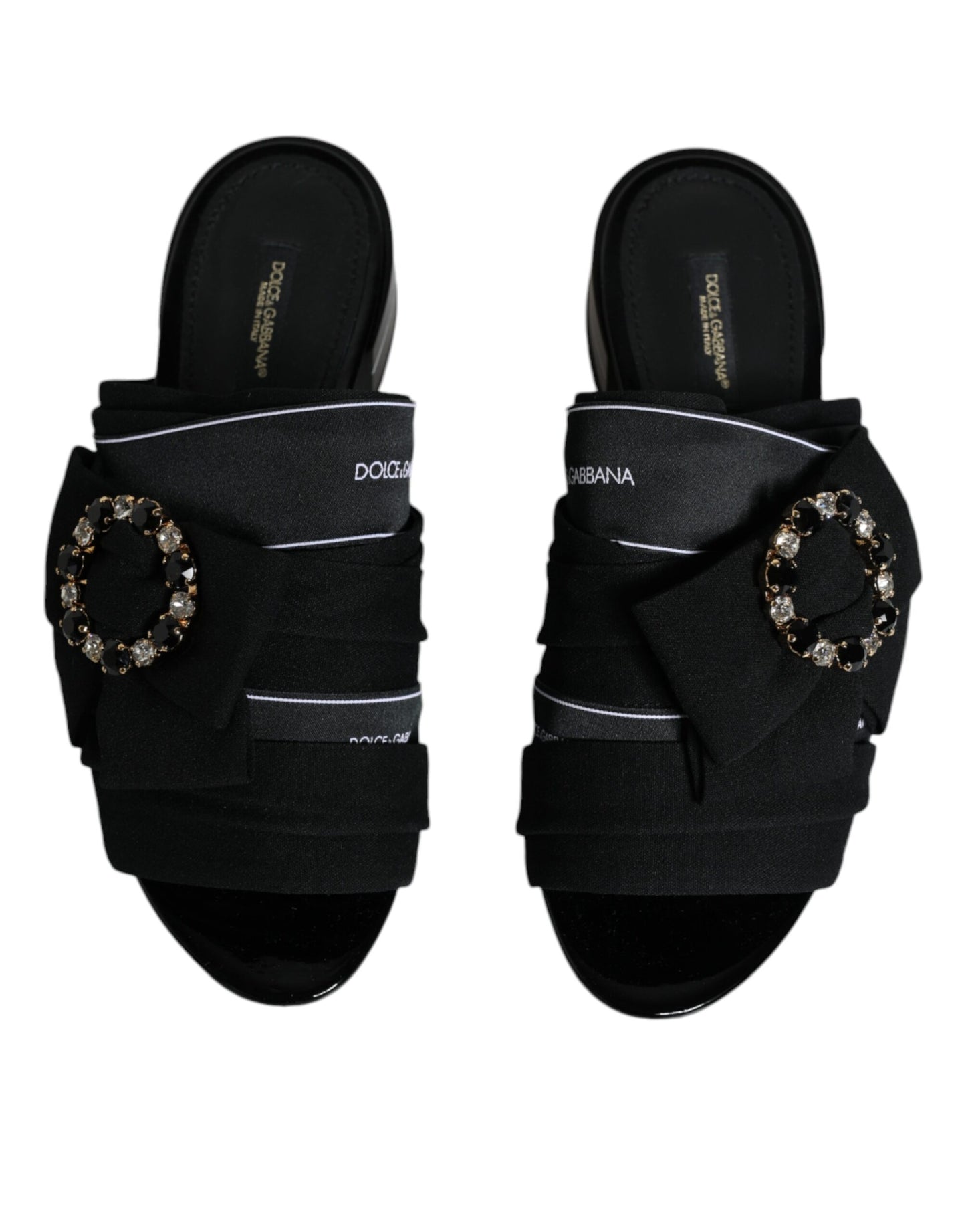 Black White Crystal Slides Sandals Shoes