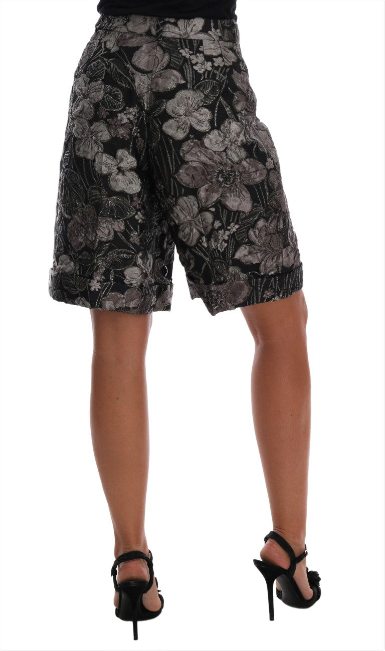 Elegant High-Waist Brocade Shorts - GlamHub Luxury and Icon Brand Clothing