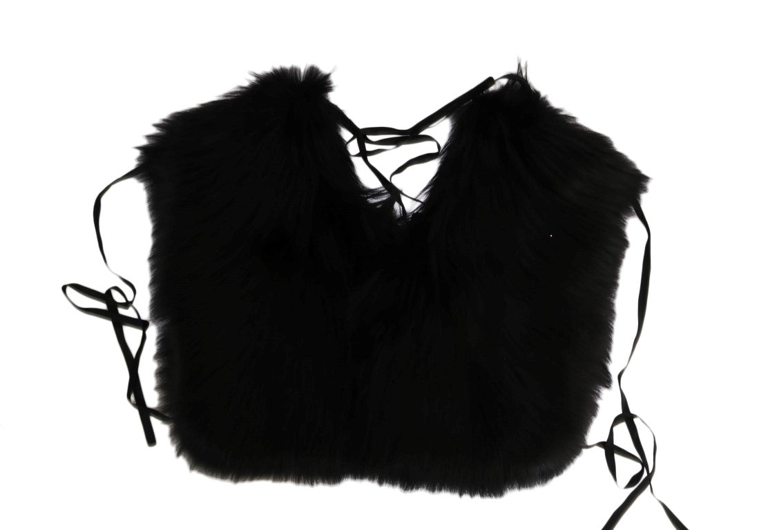 Elegant Black Silver Fox Fur Wrap Scarf - GlamHub Luxury and Icon Brand Clothing