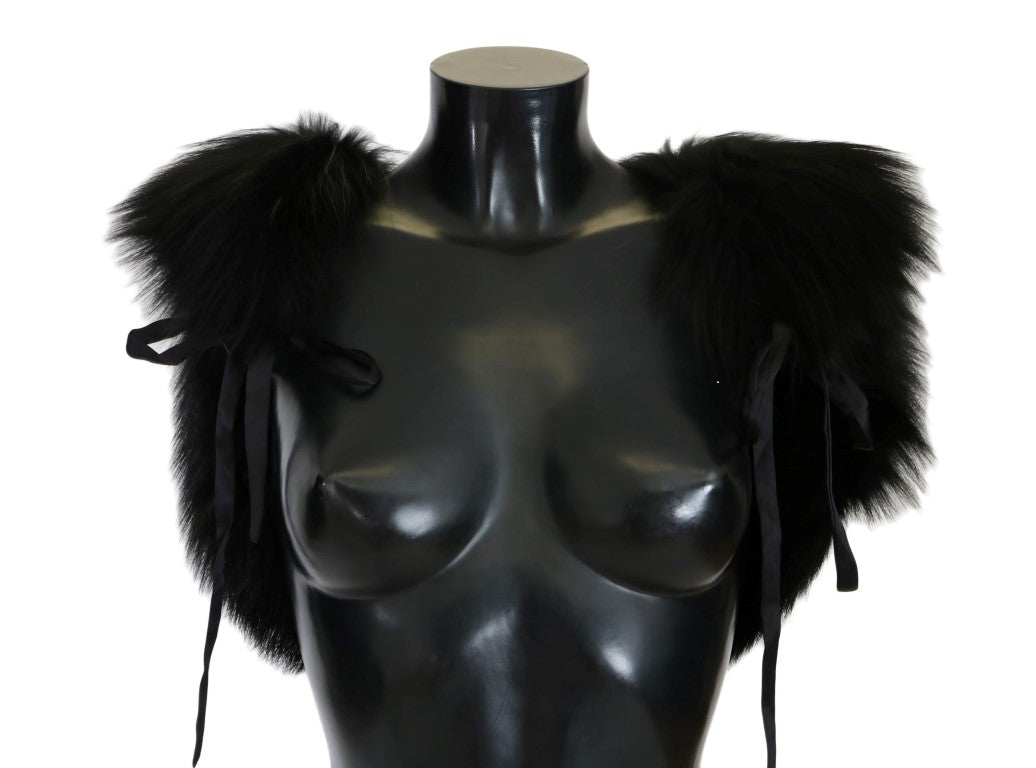 Elegant Black Silver Fox Fur Scarf - GlamHub Luxury and Icon Brand Clothing