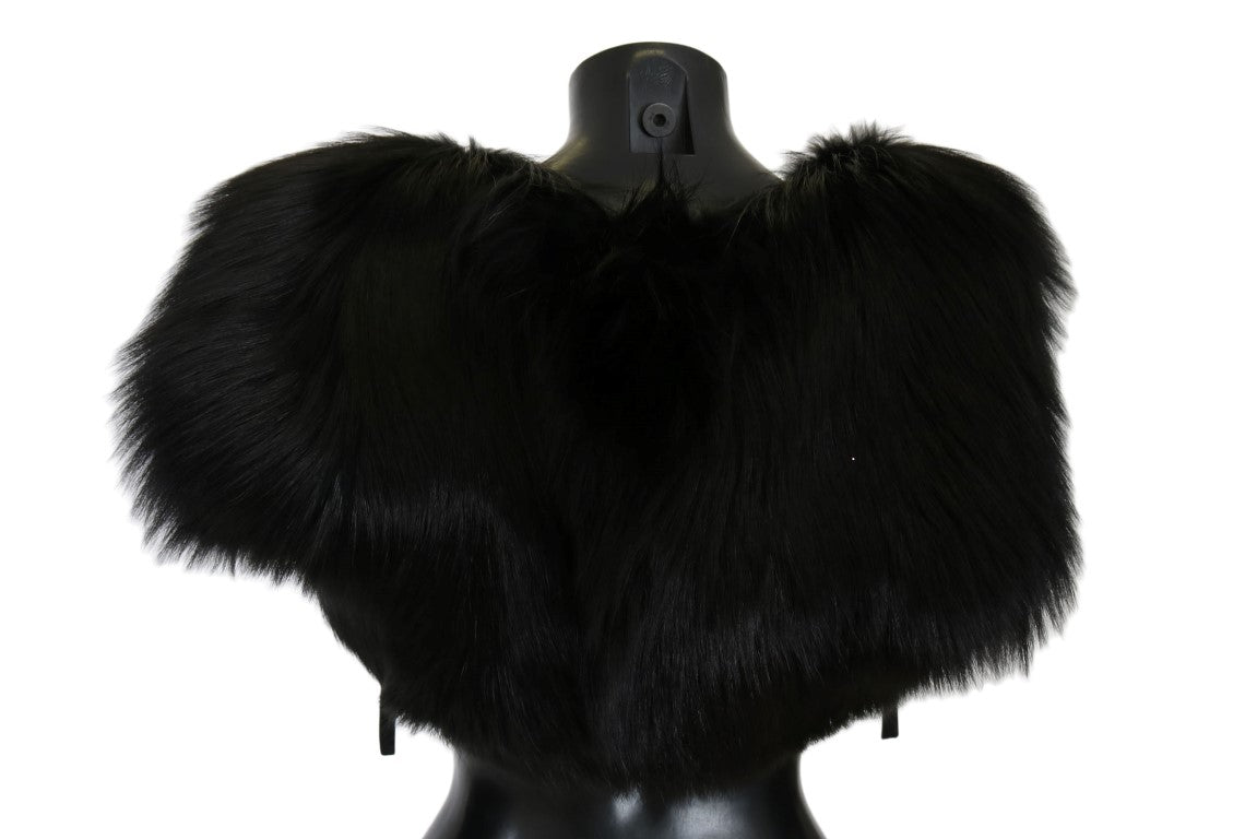 Elegant Black Silver Fox Fur Scarf - GlamHub Luxury and Icon Brand Clothing