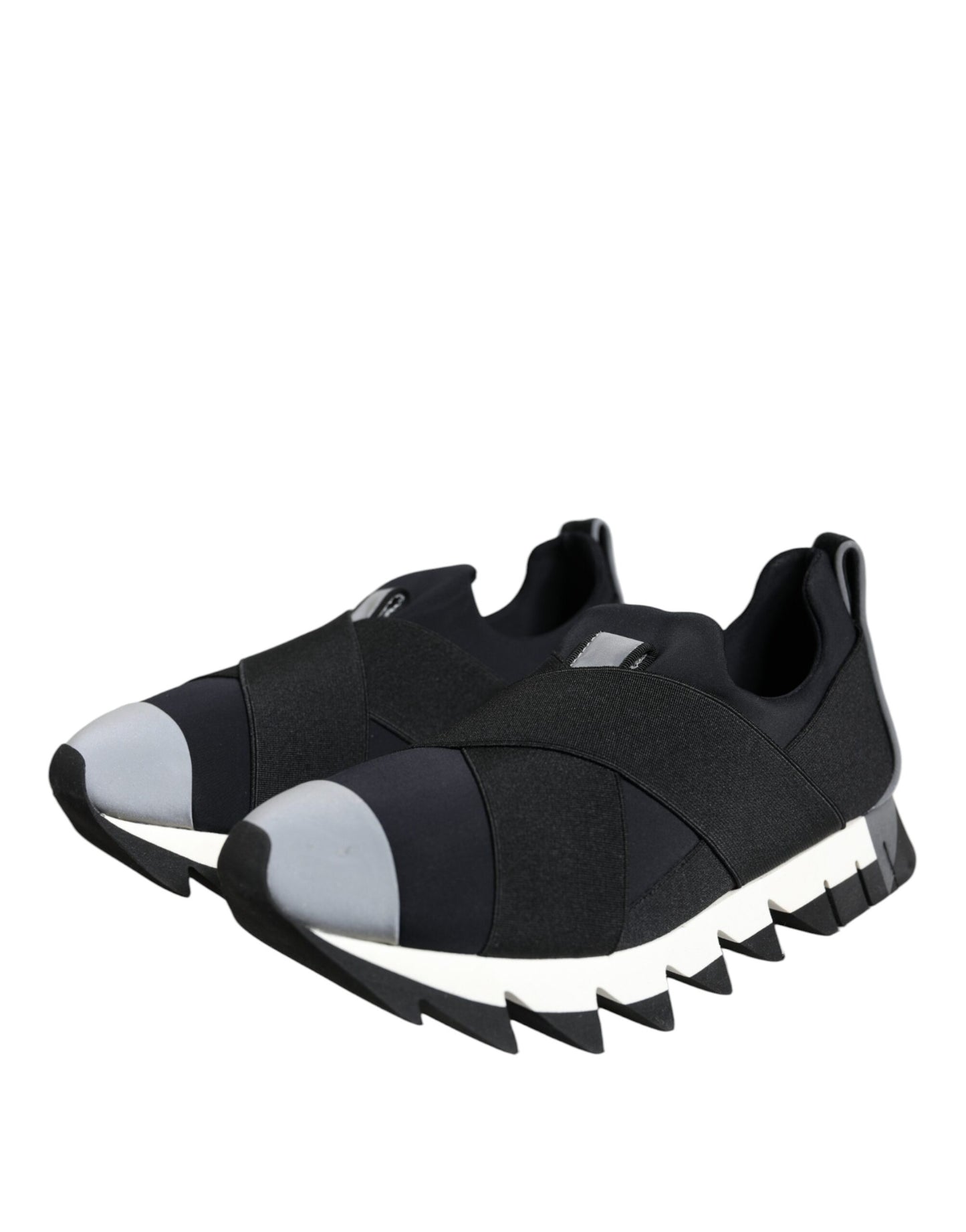 Black Neoprene Stretch Shark Sneakers Shoes