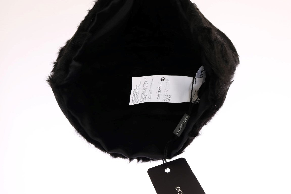 Elegant Black Xiangao Fur Beanie Hat - GlamHub Luxury and Icon Brand Clothing