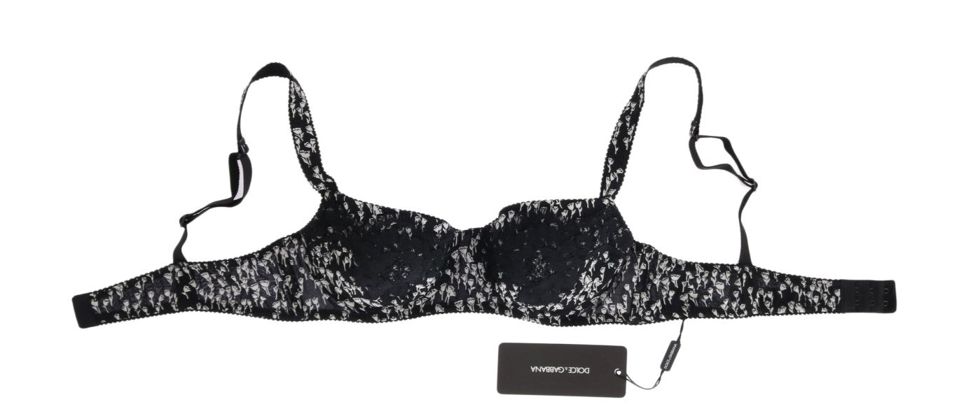 Elegant Black Floral Lace Silk Bra - GlamHub Luxury and Icon Brand Clothing