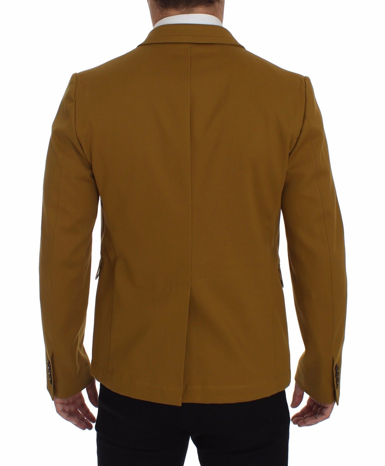 Elegant Yellow Cotton Blend Casual Blazer - GlamHub Luxury and Icon Brand Clothing