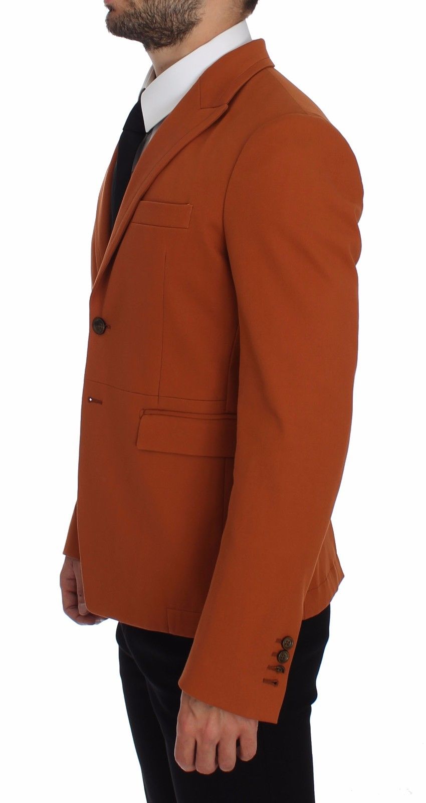 Elegant Orange Casual Cotton Blend Blazer - GlamHub Luxury and Icon Brand Clothing