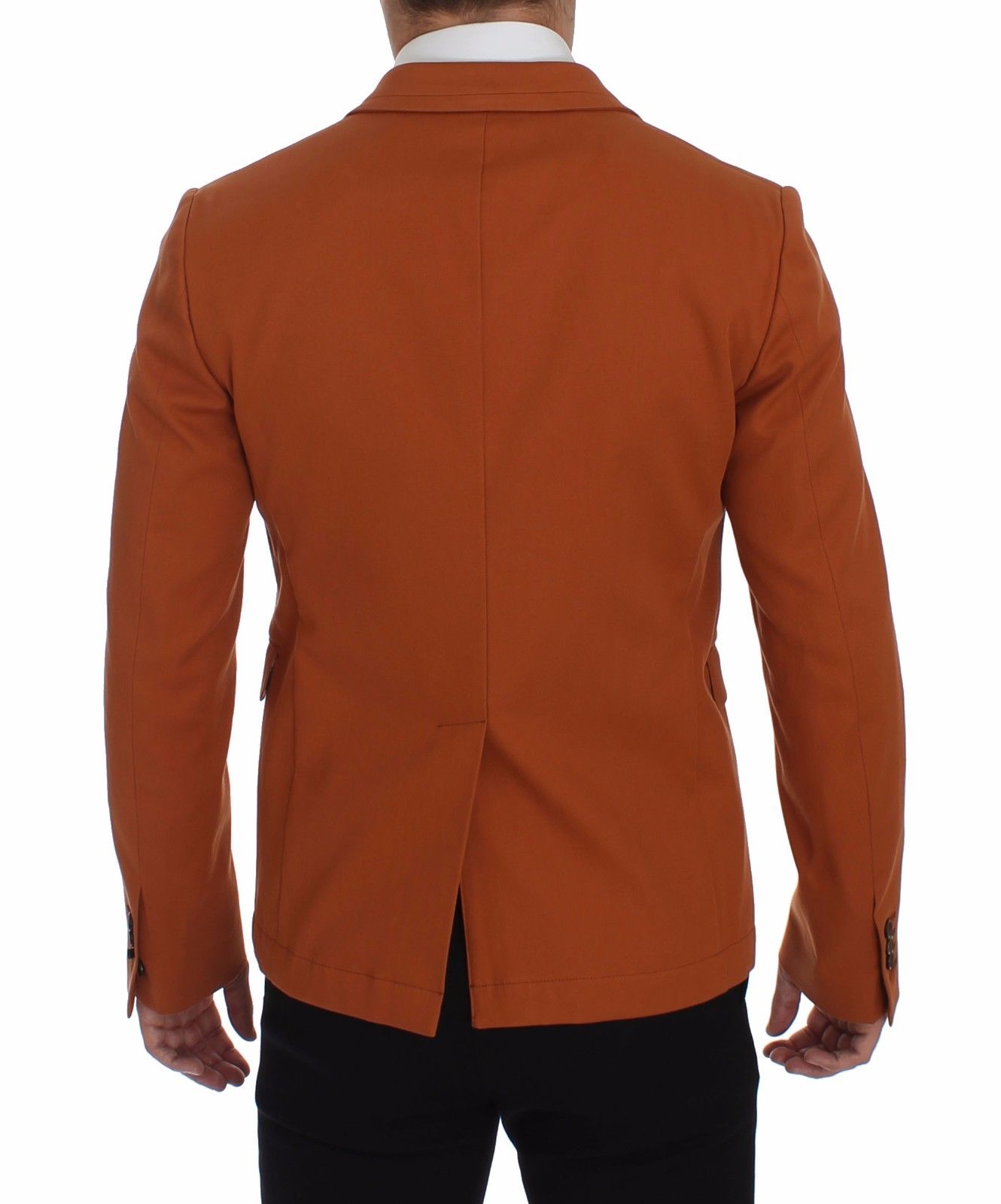 Elegant Orange Casual Cotton Blend Blazer - GlamHub Luxury and Icon Brand Clothing