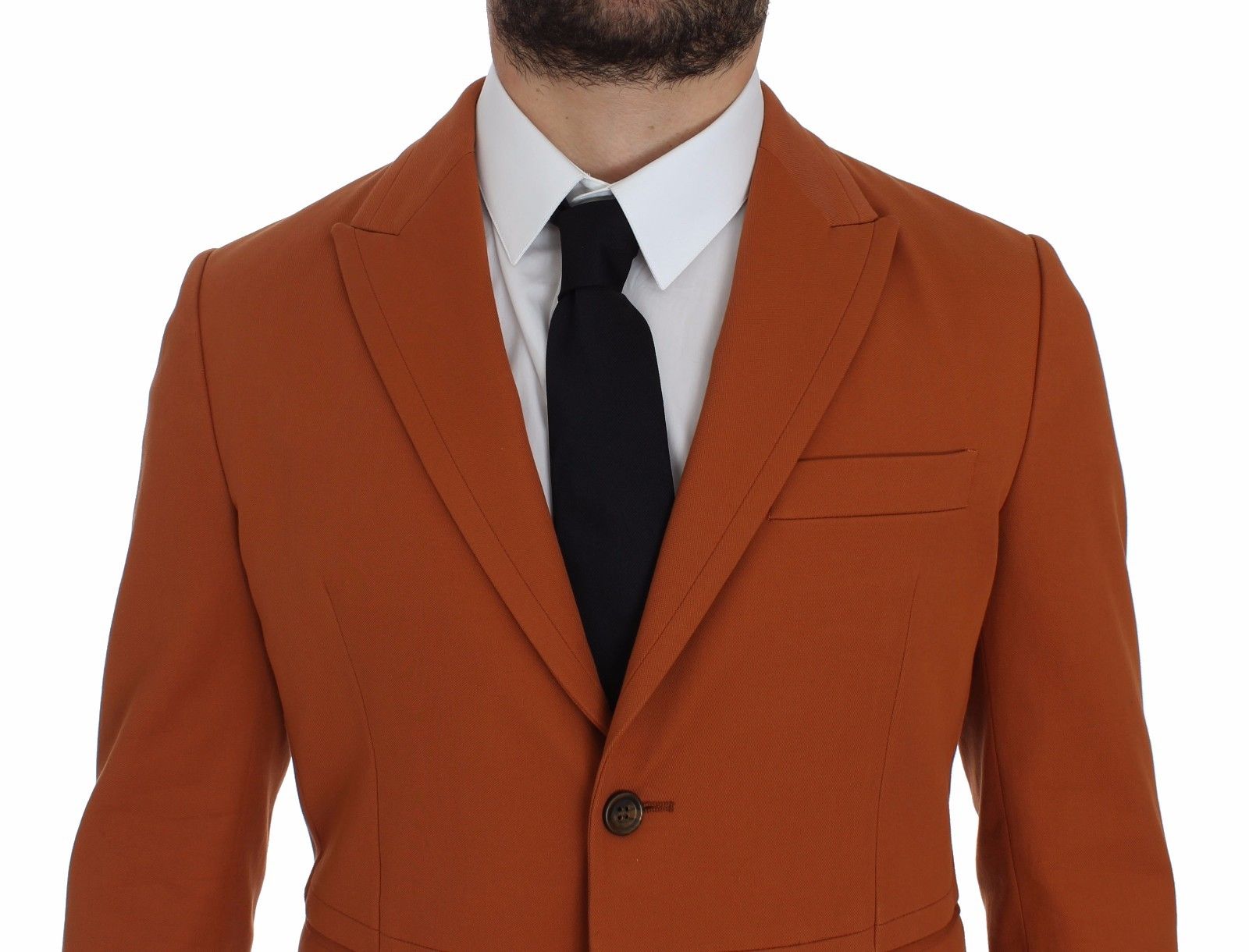 Elegant Orange Casual Cotton Blend Blazer - GlamHub Luxury and Icon Brand Clothing