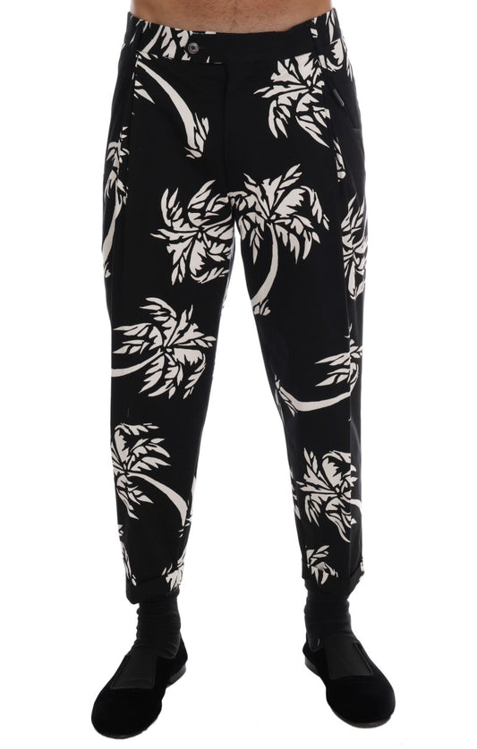 Elegant Tree Print Ankle Trousers - GlamHub Luxury and Icon Brand Clothing