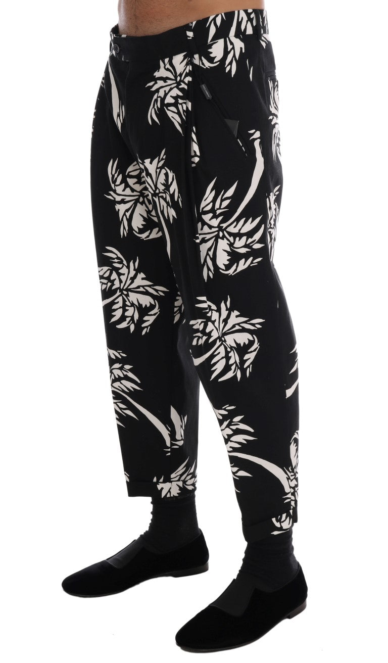 Elegant Tree Print Ankle Trousers - GlamHub Luxury and Icon Brand Clothing