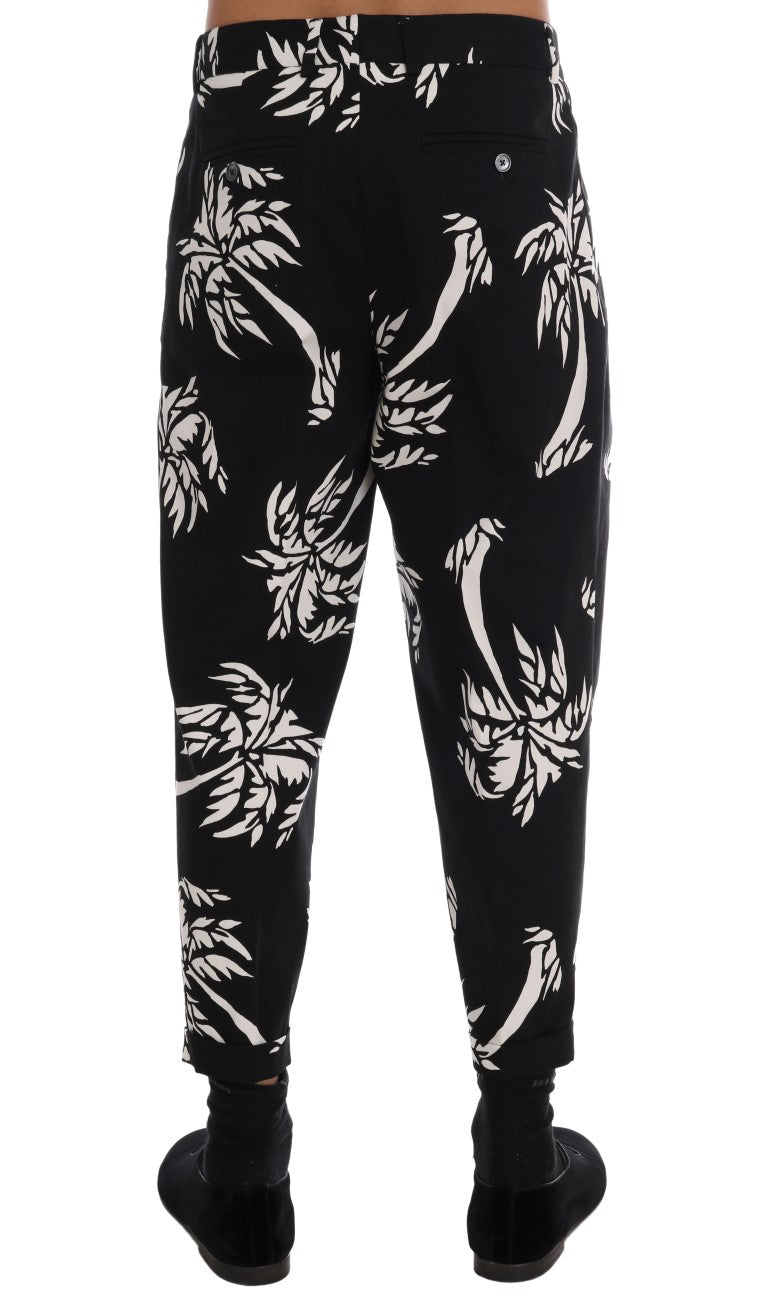 Elegant Tree Print Ankle Trousers - GlamHub Luxury and Icon Brand Clothing