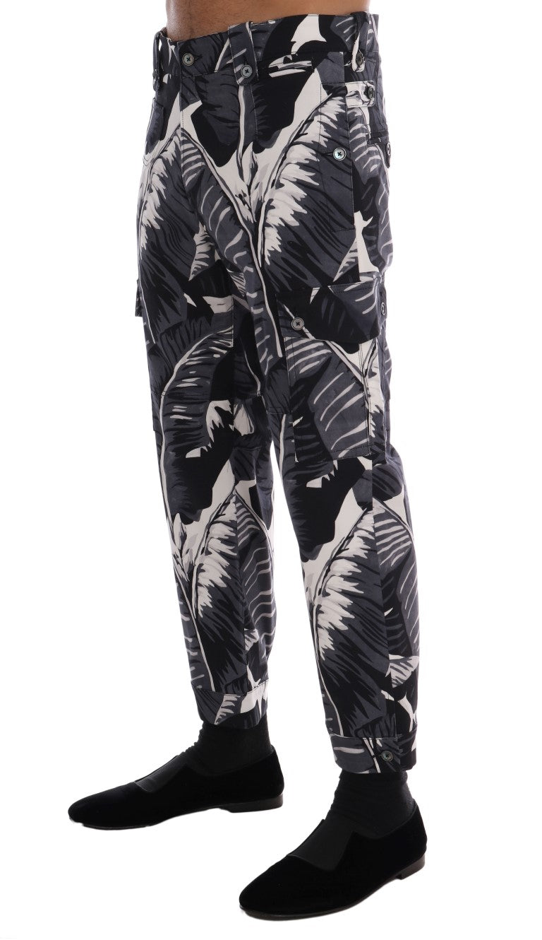 Elegant Capri Casual Pants in Banana Leaf Print - GlamHub Luxury and Icon Brand Clothing