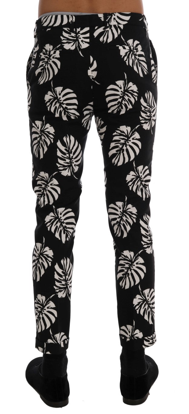 Slim Fit Leaf Print Ankle Pants - GlamHub Luxury and Icon Brand Clothing