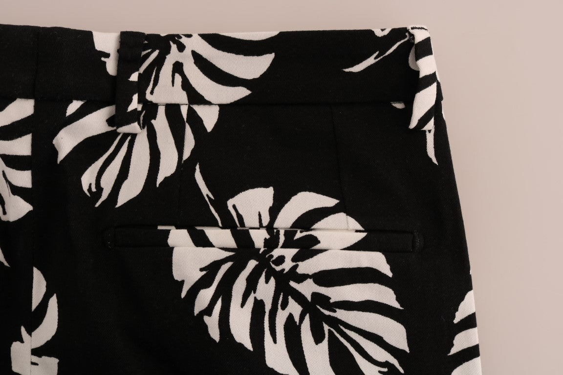 Slim Fit Leaf Print Ankle Pants - GlamHub Luxury and Icon Brand Clothing