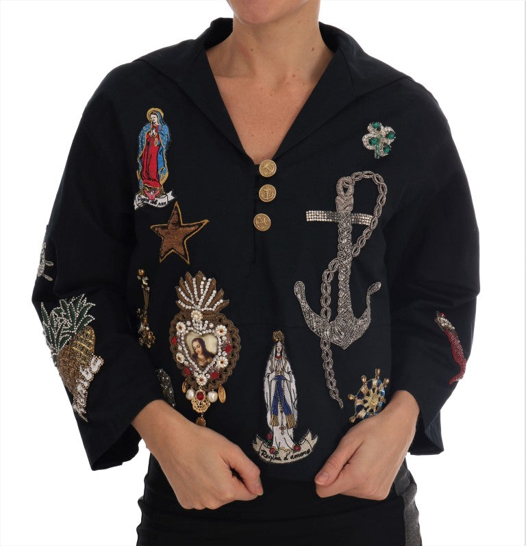 Enchanted Blue Crystal Embroidered Coat - GlamHub Luxury and Icon Brand Clothing