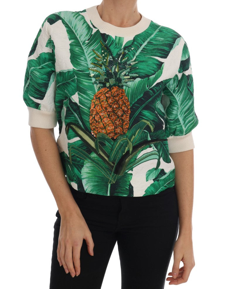 Tropical Sequined Sweater - Lush Greenery Edition - GlamHub Luxury and Icon Brand Clothing