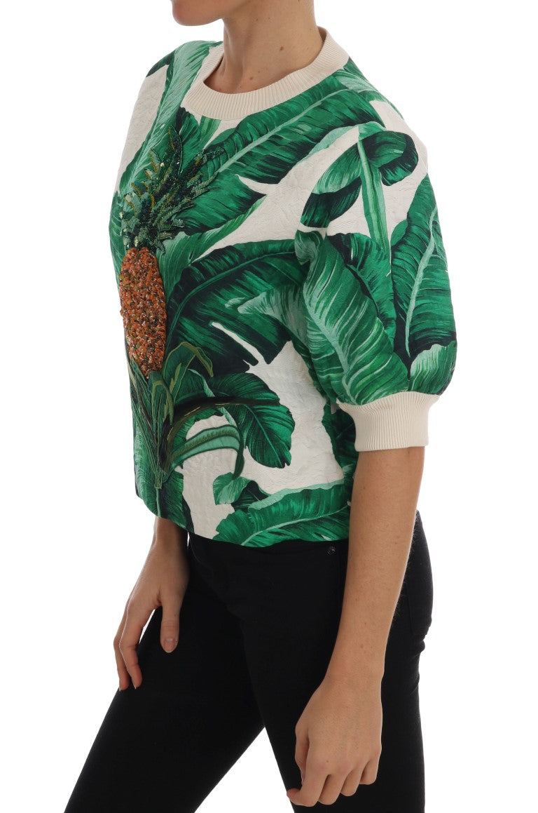 Tropical Sequined Sweater - Lush Greenery Edition - GlamHub Luxury and Icon Brand Clothing