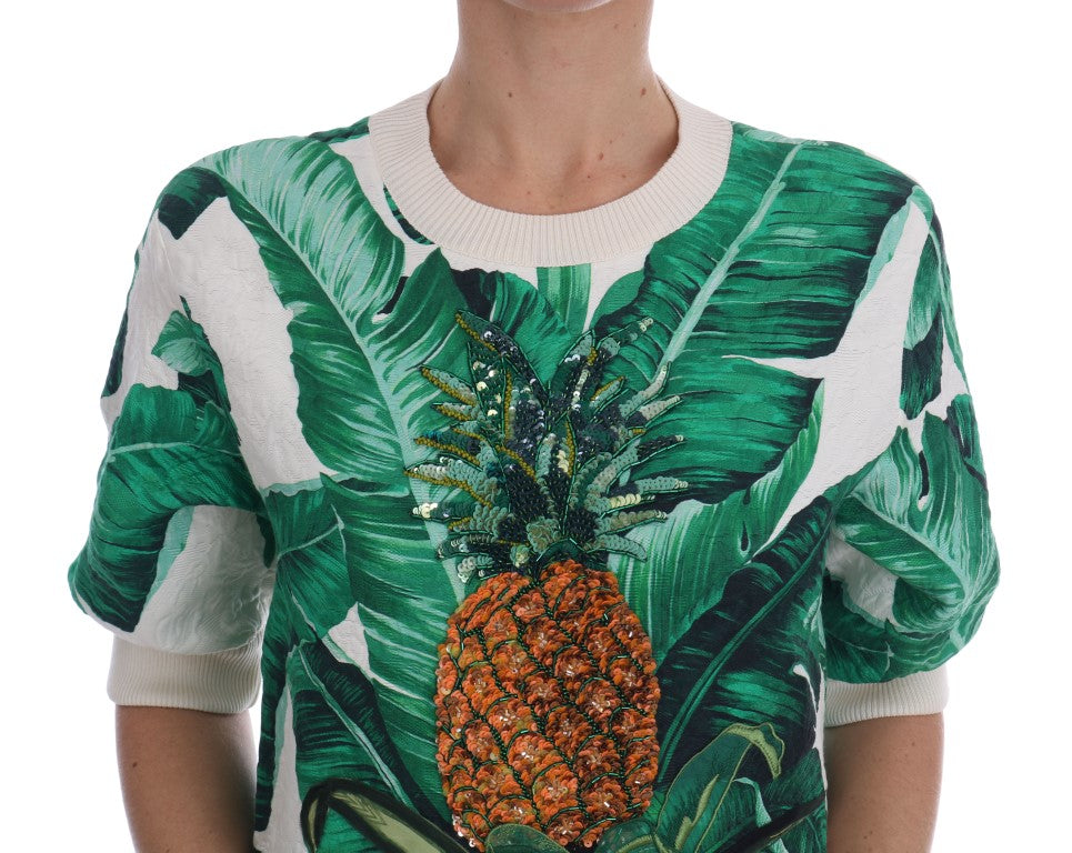 Tropical Sequined Sweater - Lush Greenery Edition - GlamHub Luxury and Icon Brand Clothing