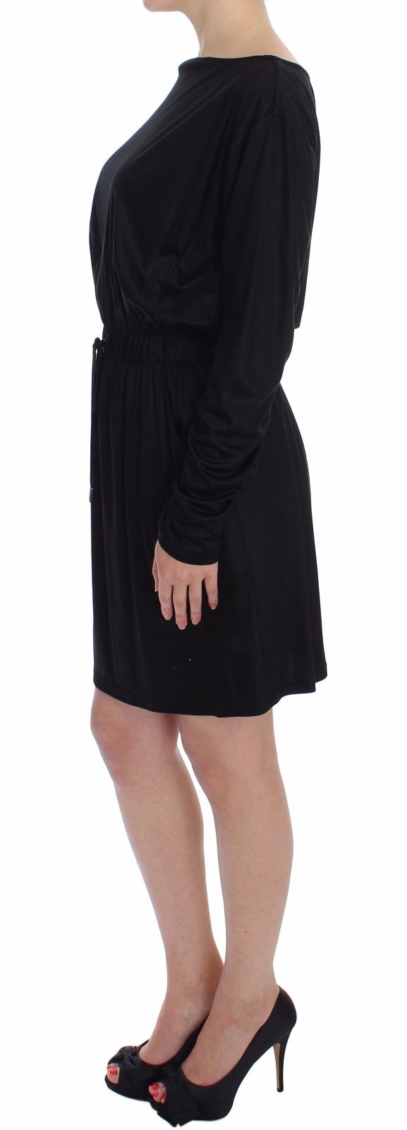 Elegant Black Silk Blend Shift Dress - GLAMHUB BOUTIQUE 