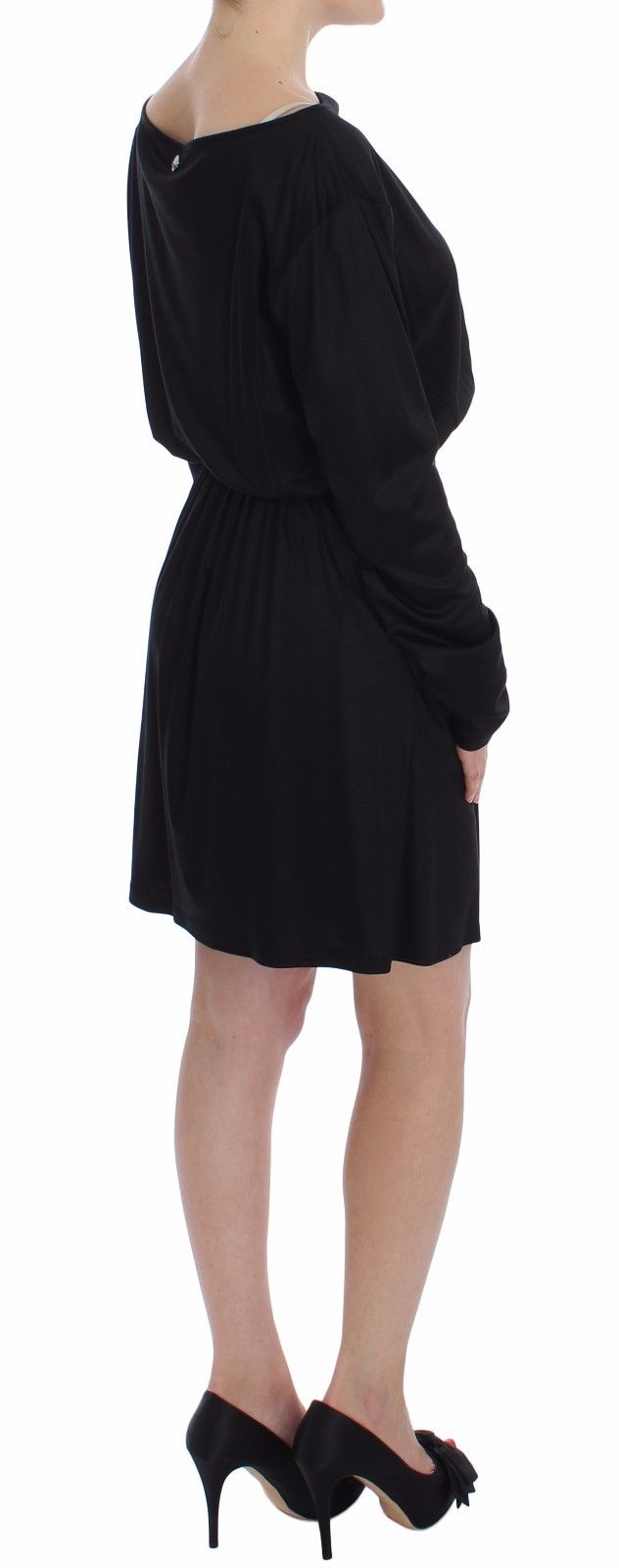 Elegant Black Silk Blend Shift Dress - GLAMHUB BOUTIQUE 