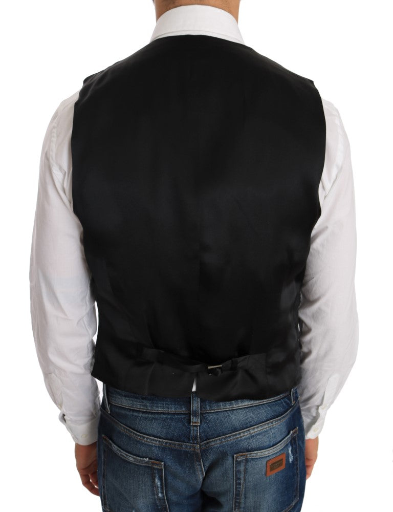 Elegant Slim Fit Formal Vest in Black - GlamHub Luxury and Icon Brand Clothing