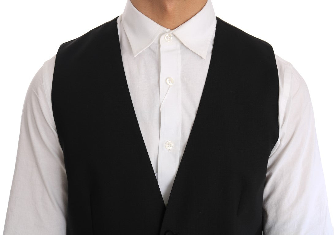 Elegant Slim Fit Formal Vest in Black - GlamHub Luxury and Icon Brand Clothing