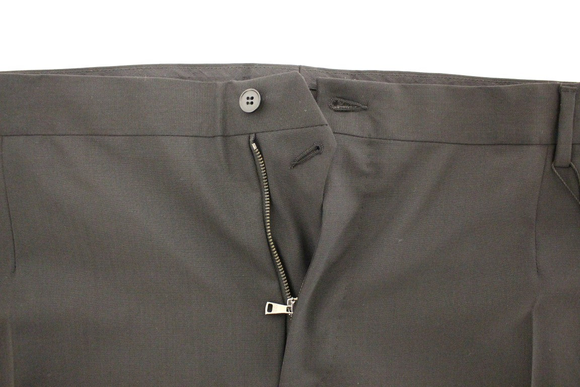 Elegant Pleated Black Wool Trousers - GlamHub Luxury and Icon Brand Clothing