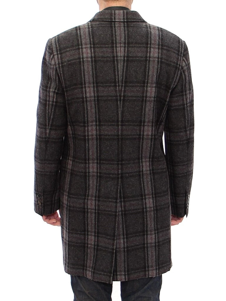 Sicilia Checkered Wool Blend Coat - GlamHub Luxury and Icon Brand Clothing