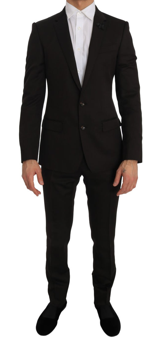 Elegant Brown Jacquard Martini Suit - GlamHub Luxury and Icon Brand Clothing