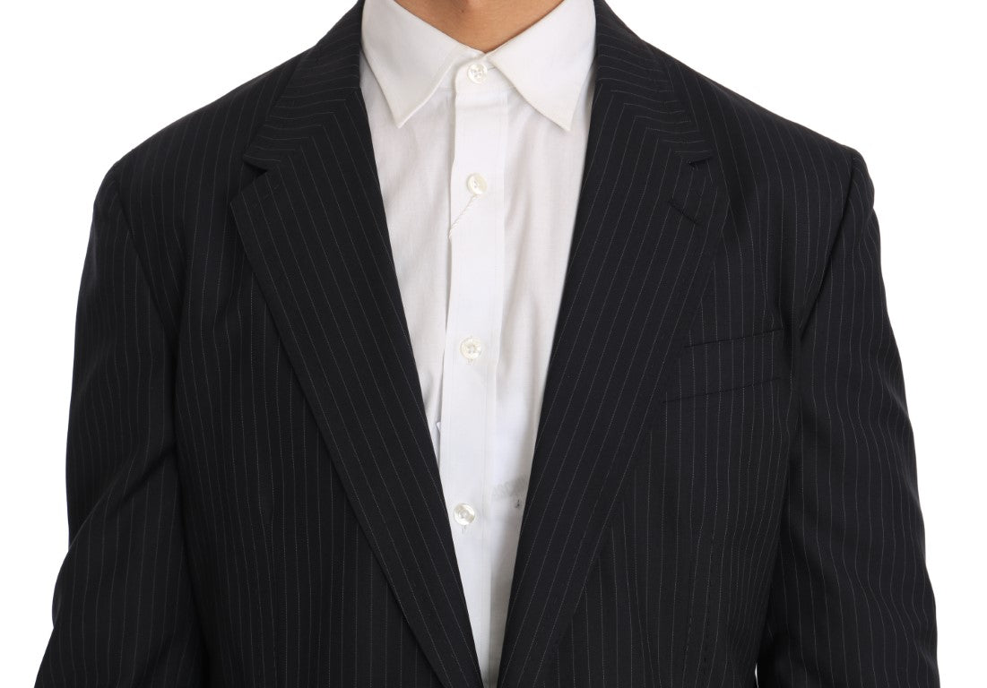 Elegant Slim Fit Striped Wool Silk Blazer - GlamHub Luxury and Icon Brand Clothing