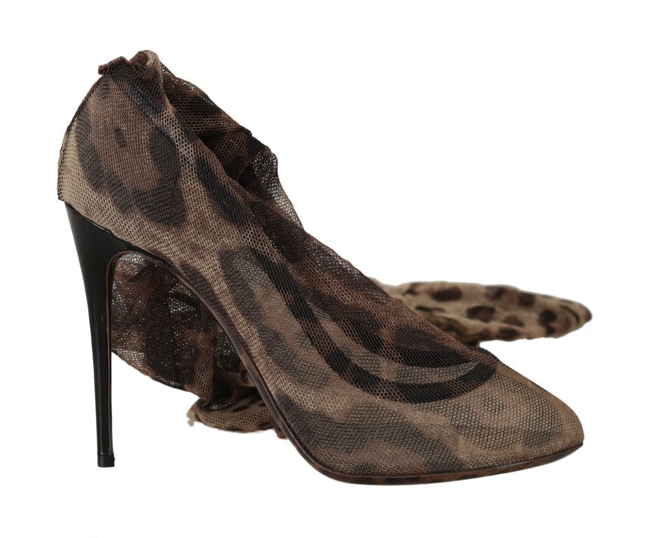 Elegant Leopard Print Sock Pumps Heels - GlamHub Luxury and Icon Brand Clothing