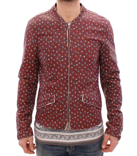 Exclusive Boxer Print Bordeaux Leather Jacket - GlamHub Luxury and Icon Brand Clothing