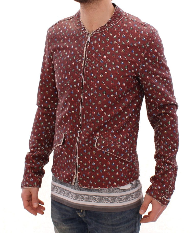 Exclusive Boxer Print Bordeaux Leather Jacket - GlamHub Luxury and Icon Brand Clothing