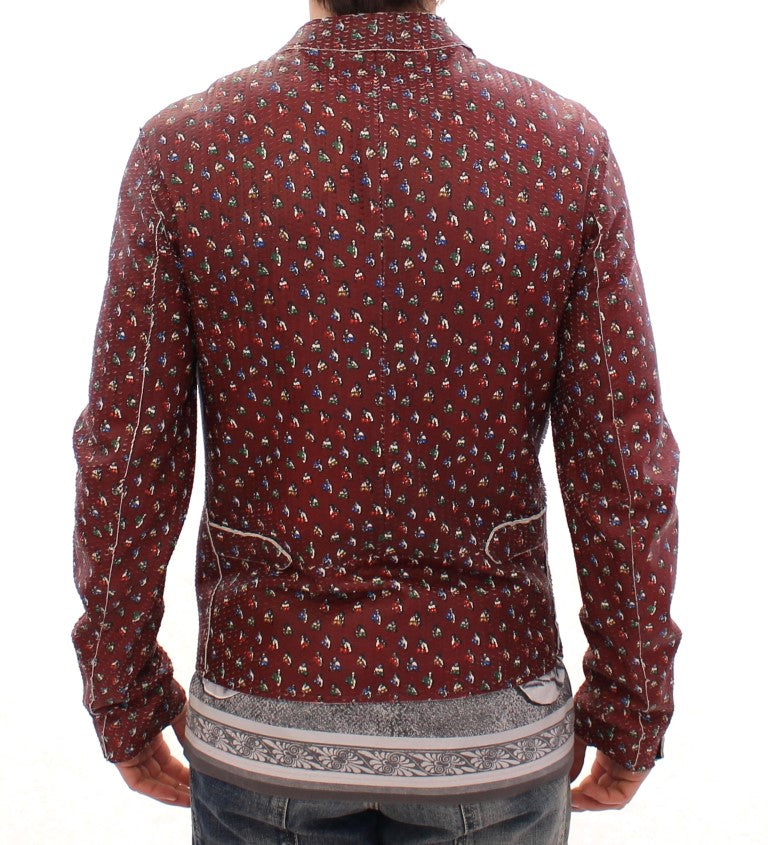 Exclusive Boxer Print Bordeaux Leather Jacket - GlamHub Luxury and Icon Brand Clothing