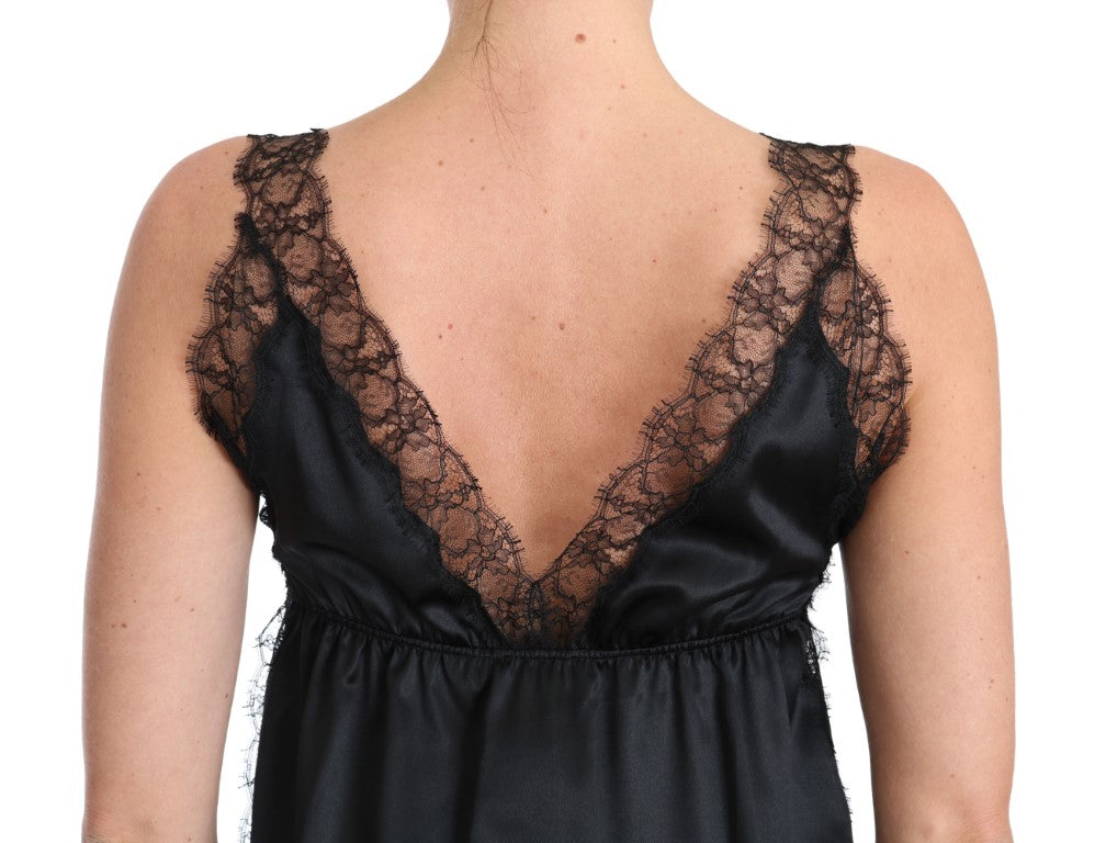 Sultry Silk Blend Lingerie Top in Black - GlamHub Luxury and Icon Brand Clothing