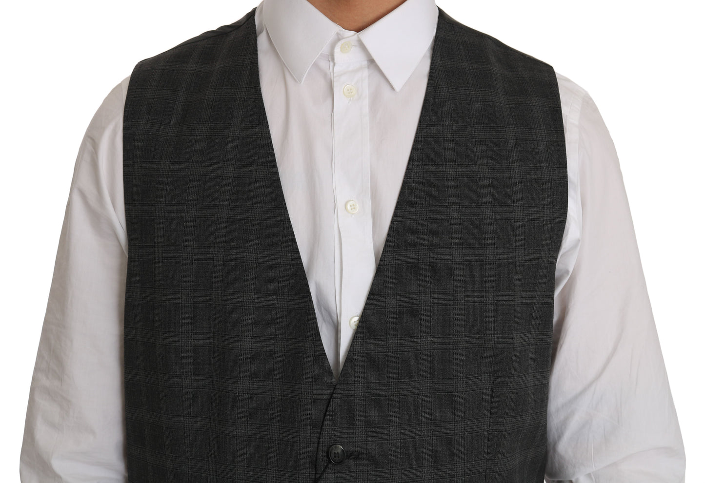 Elegant Checkered Wool Vest for the Urbane Man - GlamHub Luxury and Icon Brand Clothing