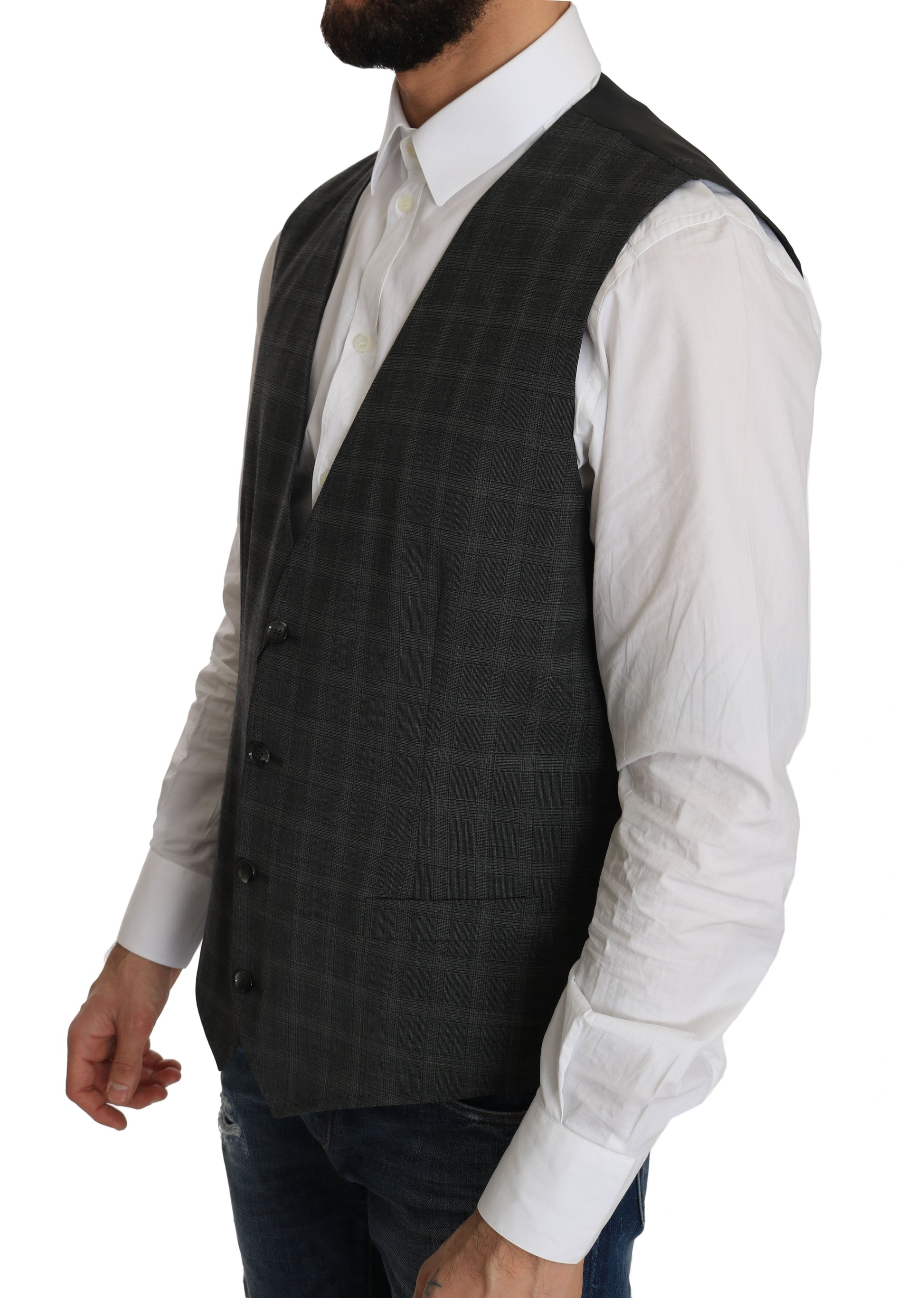 Elegant Checkered Wool Vest for the Urbane Man - GlamHub Luxury and Icon Brand Clothing