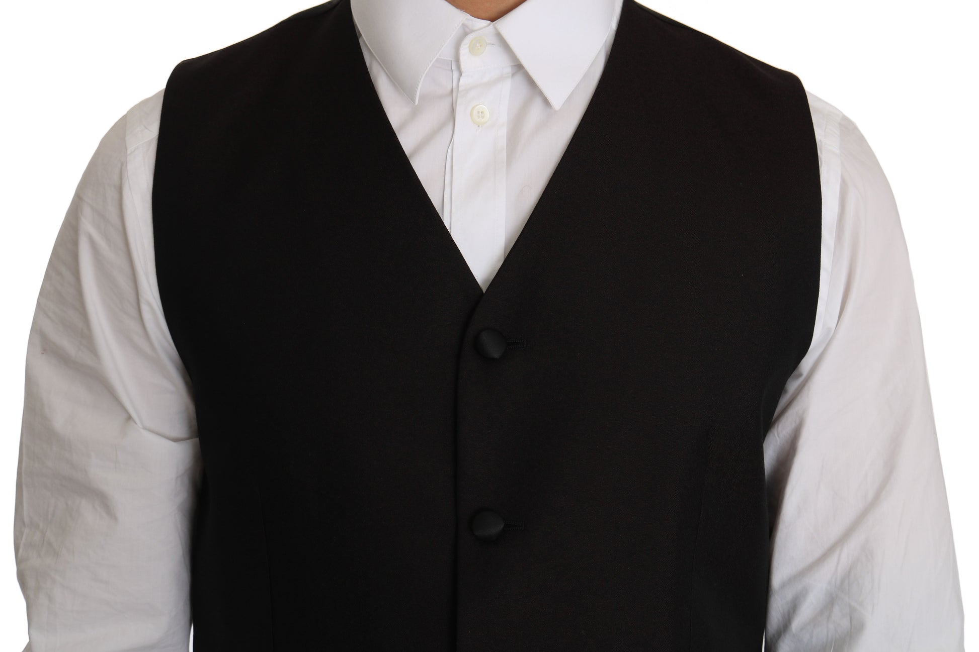 Elegant Black Silk Blend Formal Vest - GlamHub Luxury and Icon Brand Clothing