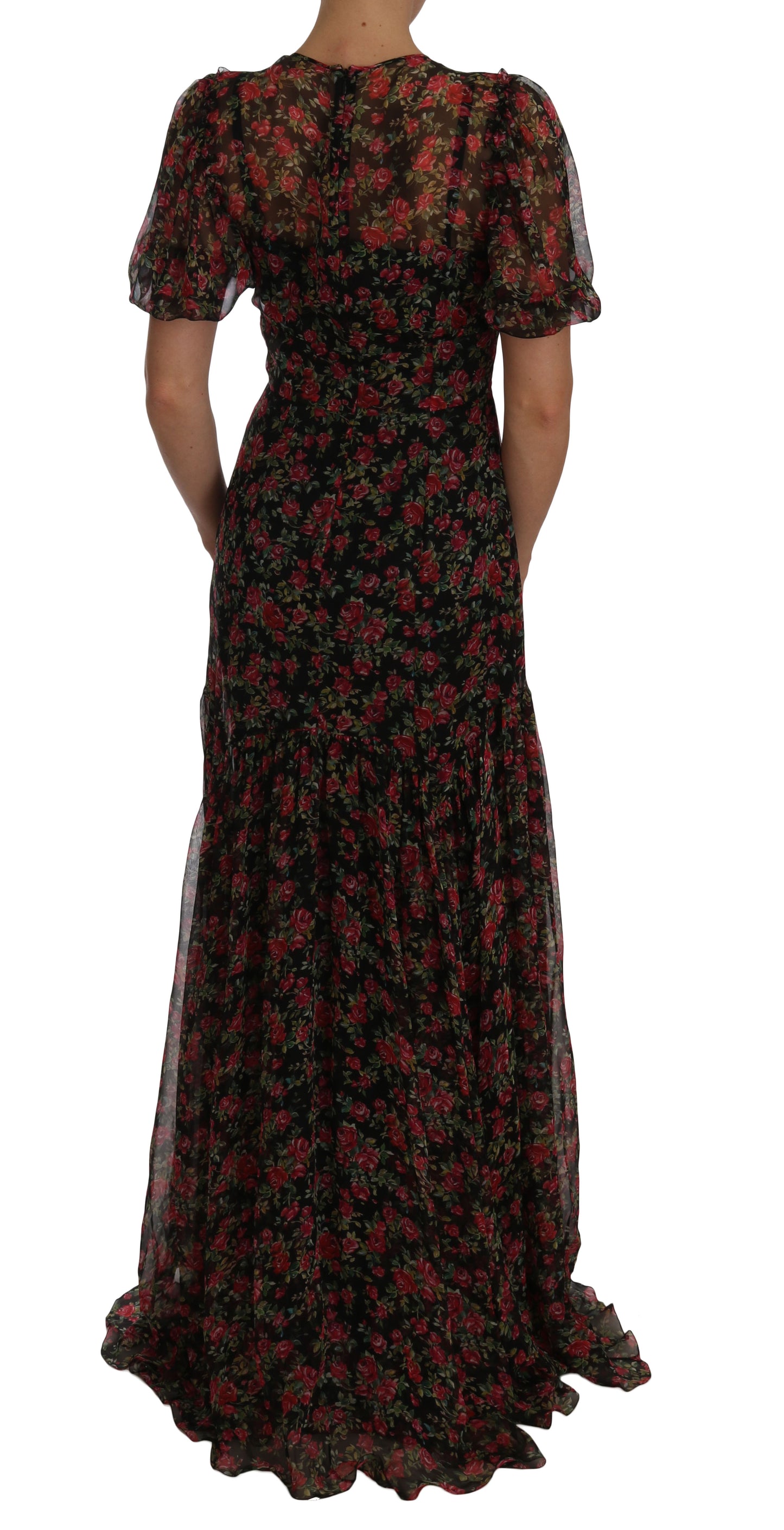 Elegant Floral A-Line Silk Dress - GlamHub Luxury and Icon Brand Clothing