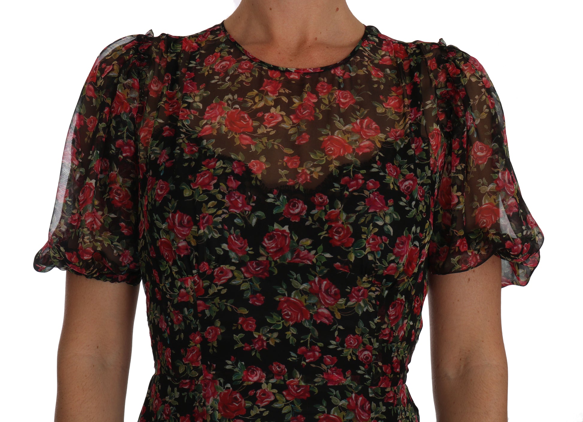 Elegant Floral A-Line Silk Dress - GlamHub Luxury and Icon Brand Clothing