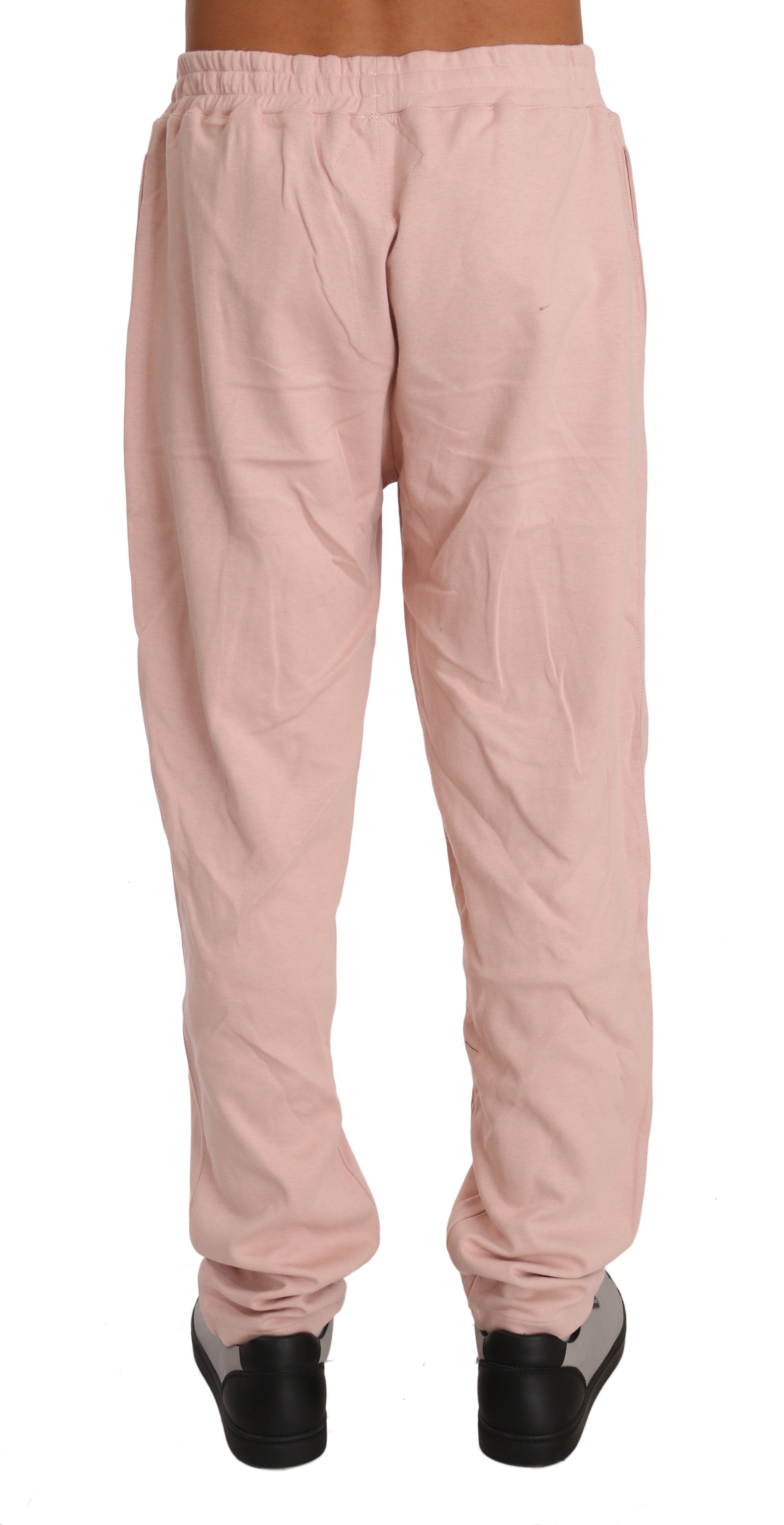 Elegant Pink Cotton Sweatsuit Luxury Comfort - GLAMHUB BOUTIQUE 