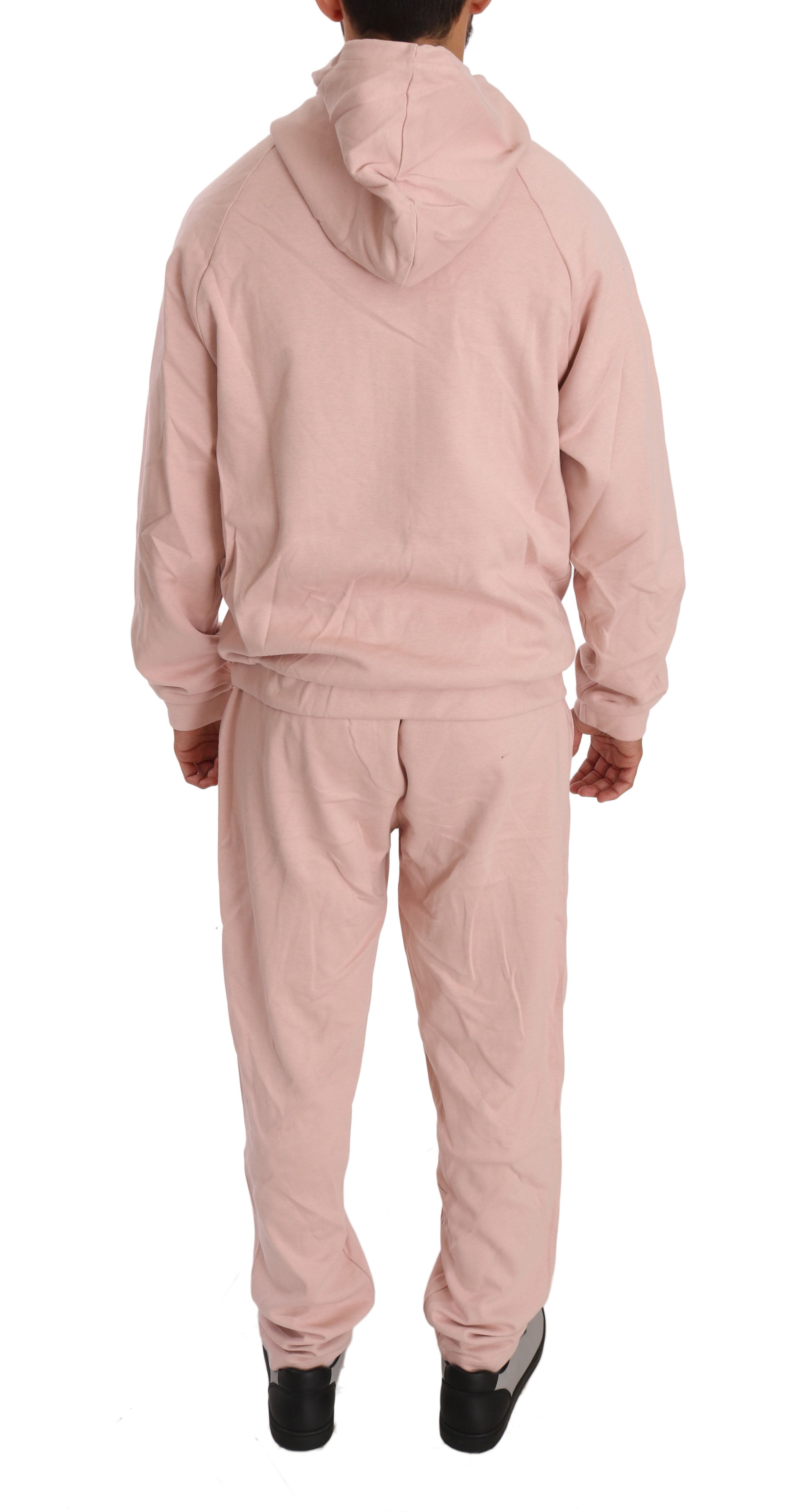 Elegant Pink Cotton Sweatsuit Luxury Comfort - GLAMHUB BOUTIQUE 