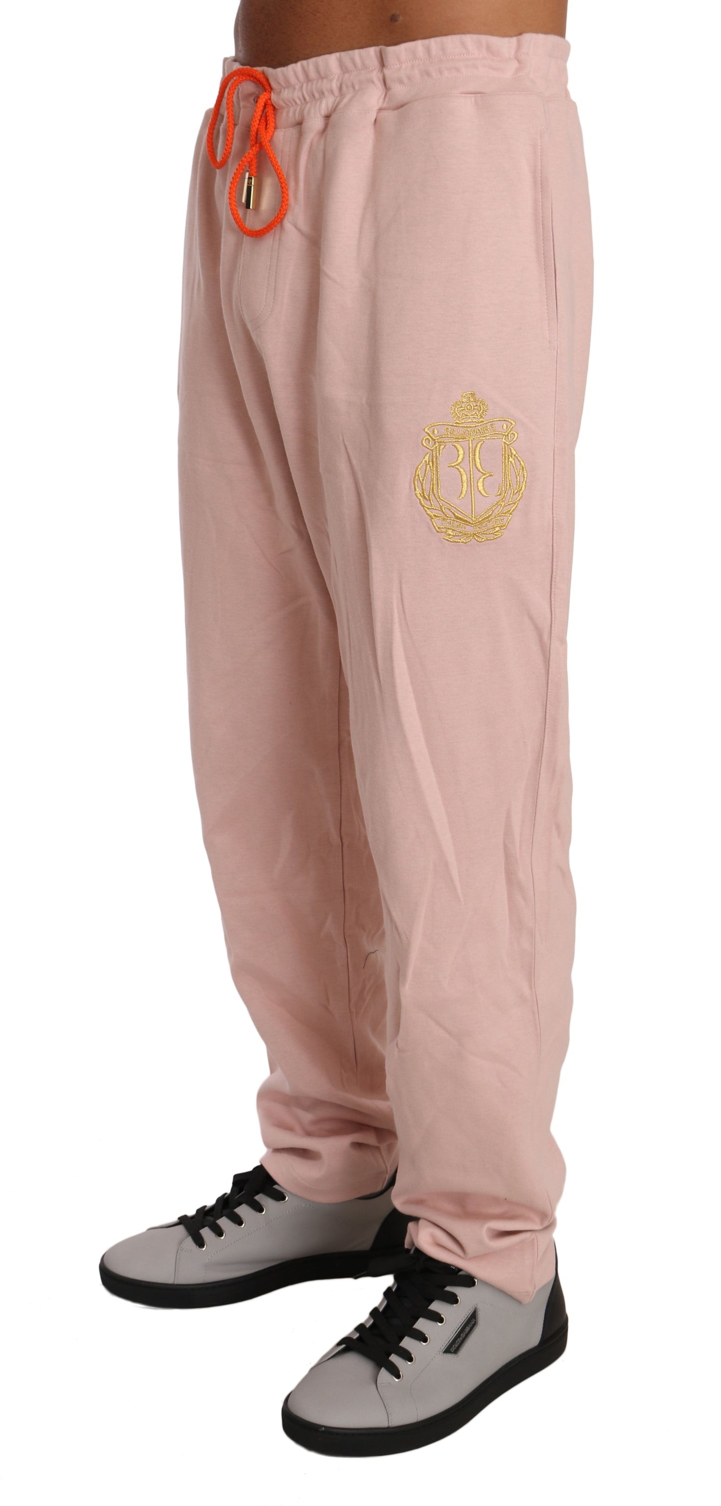 Elegant Pink Cotton Sweatsuit Luxury Comfort - GLAMHUB BOUTIQUE 