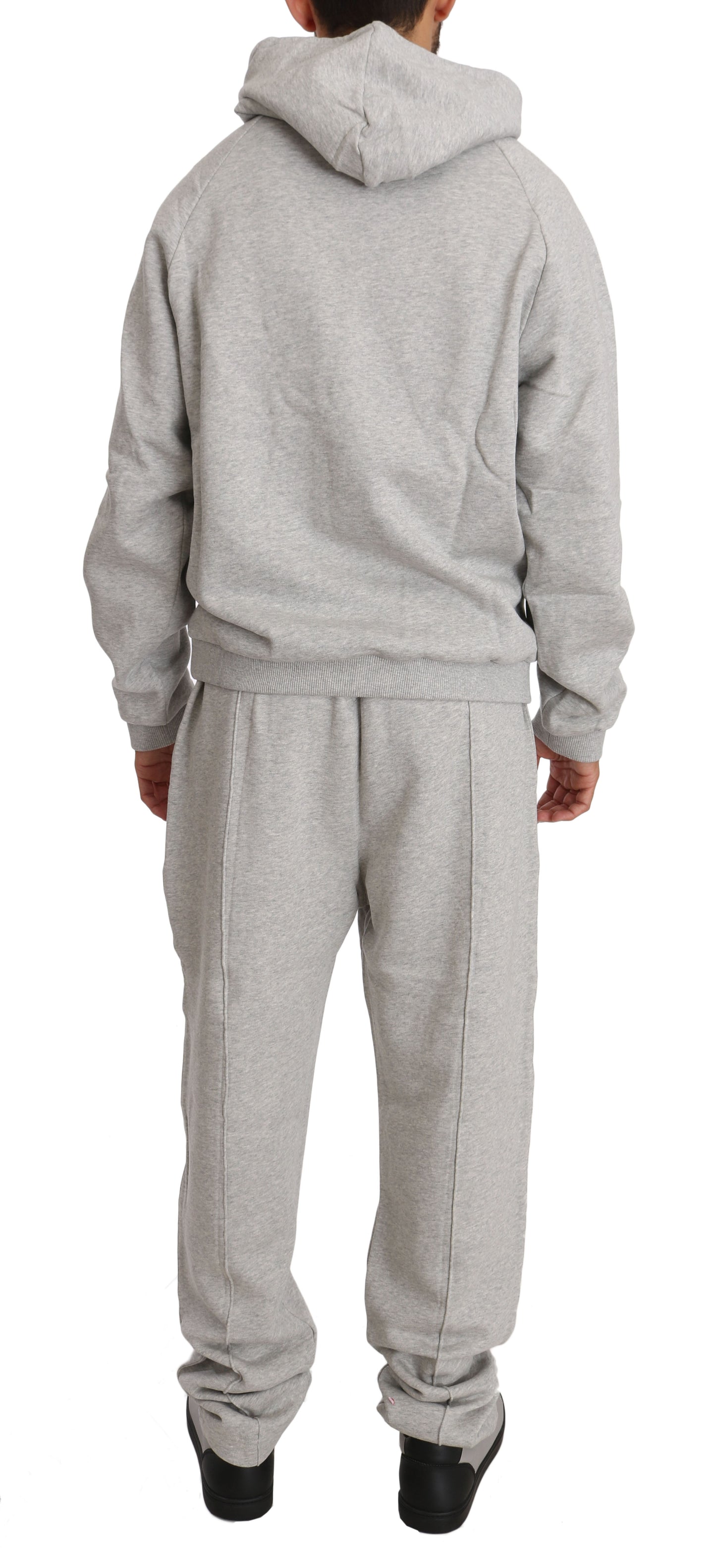 Elegant Gray Cotton Sweatsuit Ensemble - GLAMHUB BOUTIQUE 