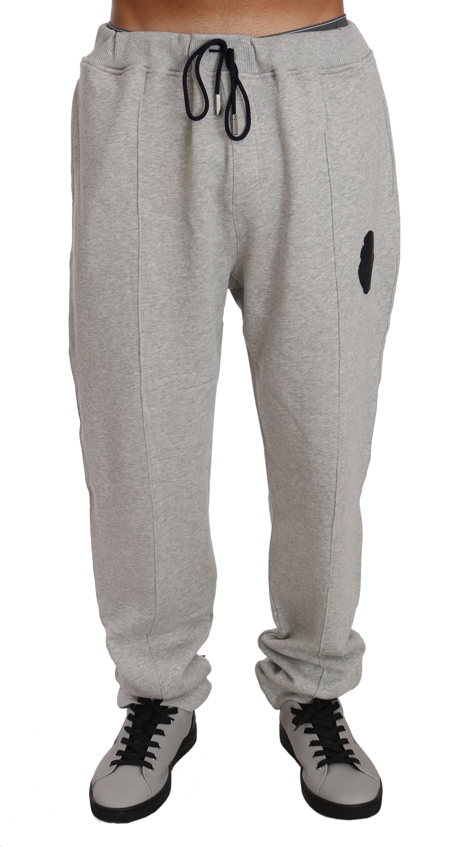 Elegant Gray Cotton Sweatsuit Ensemble - GLAMHUB BOUTIQUE 