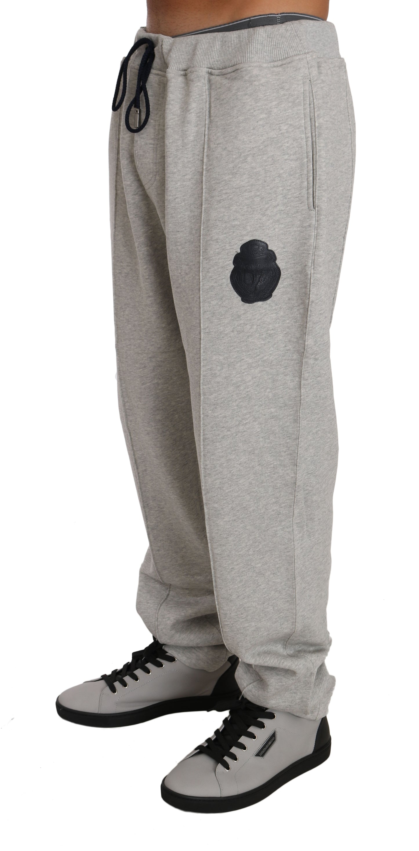 Elegant Gray Cotton Sweatsuit Ensemble - GLAMHUB BOUTIQUE 