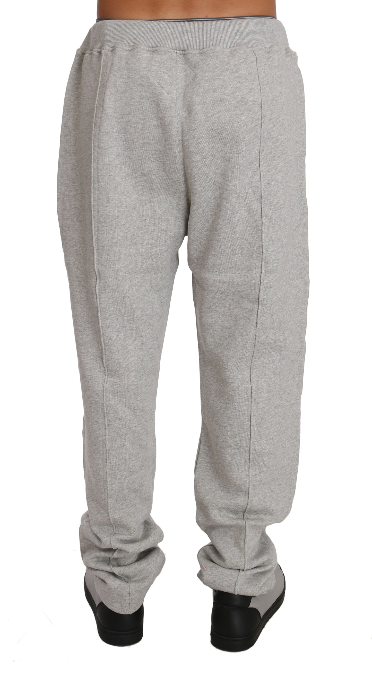 Elegant Gray Cotton Sweatsuit Ensemble - GLAMHUB BOUTIQUE 